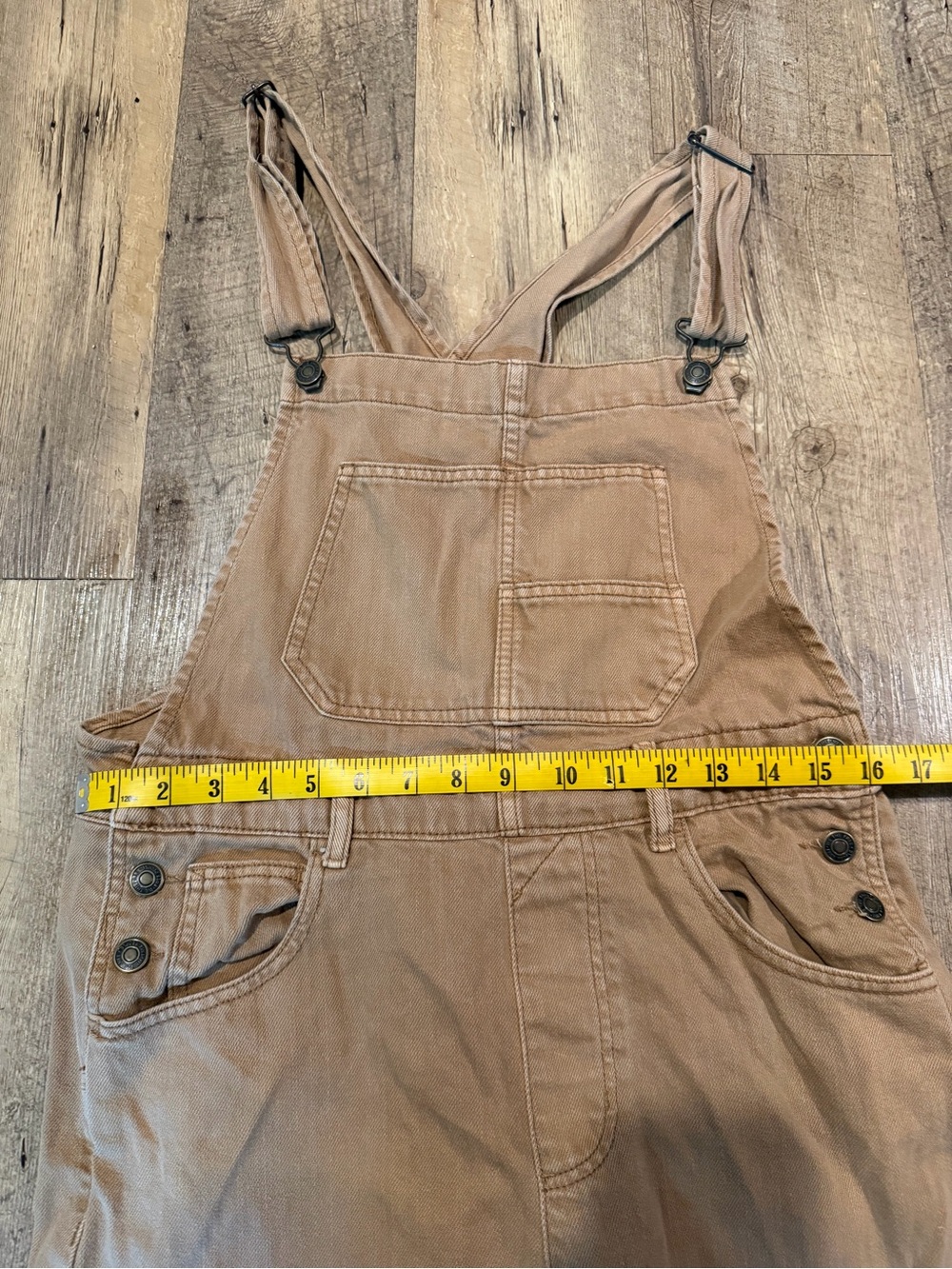 Free People Women's Ziggy Brown Overalls with Bib Pocket - Picture 4 of 6